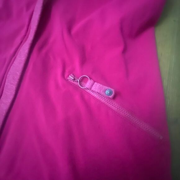 Athleta Full Zip Jacket Hooded Scarlet Long Asymmetrical Hot Pink Size Large - Picture 3 of 4
